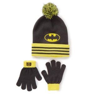 Black & Yellow Batman Hat & Gloves 2-Piece Set